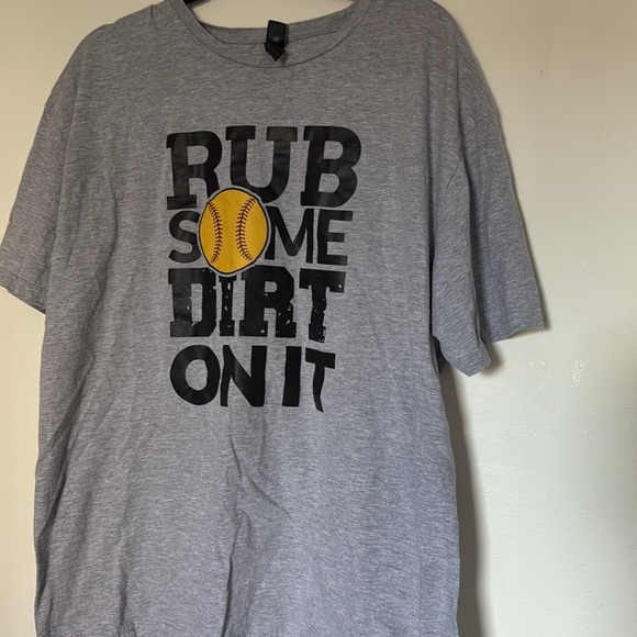 Gildan Gray T-Shirt with Yellow Softball Graphic - Picture 2 of 3